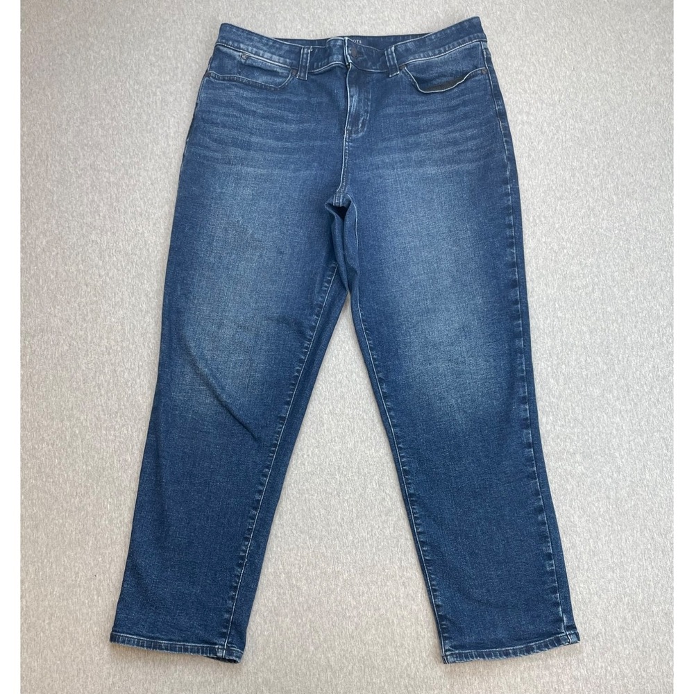 Talbots Jeans Womens 14 Blue Cotton Blend Stretch Boyfriend High-Stretch